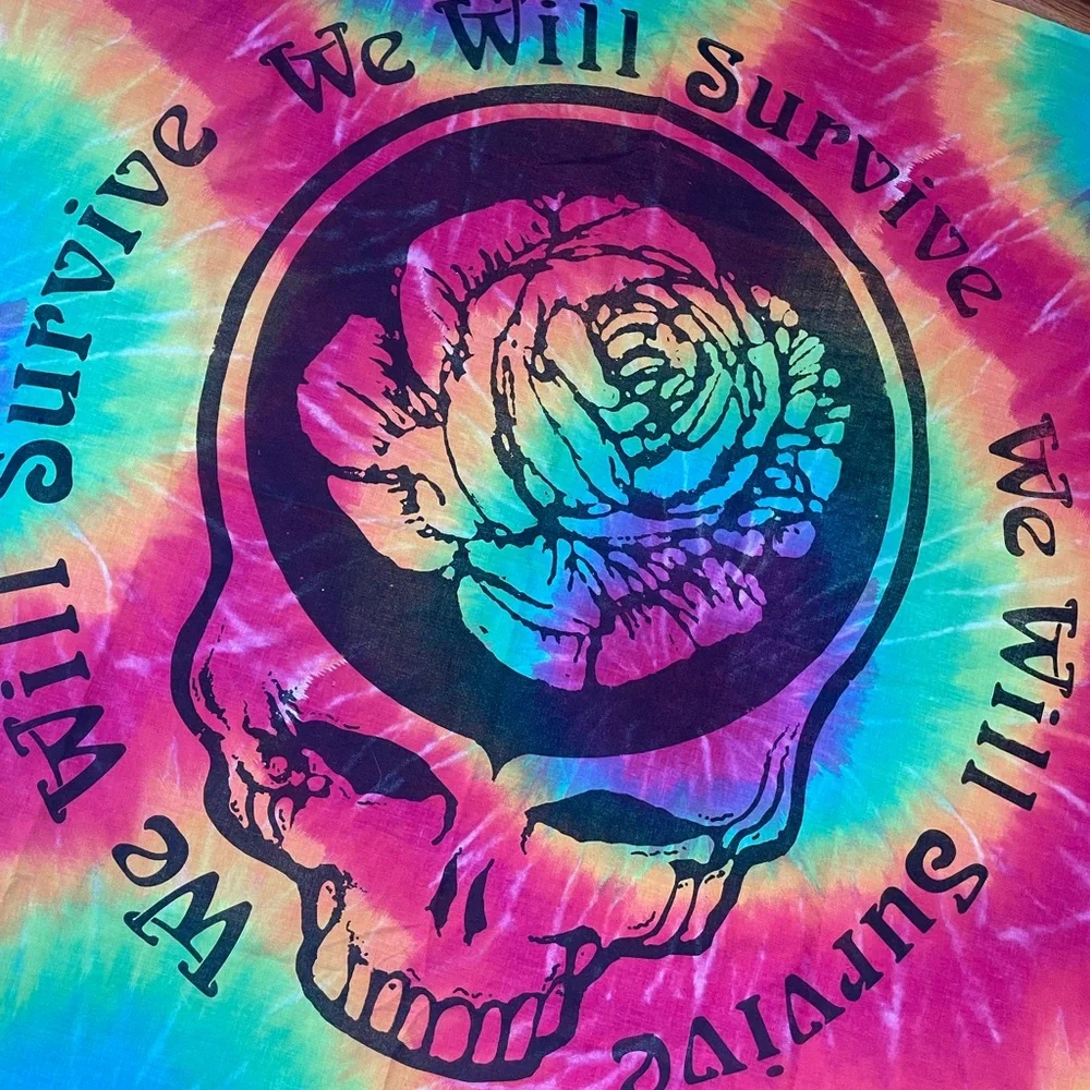90s The Grateful Dead tie dye wall tapestry hanging poster band tee 1995 shirt